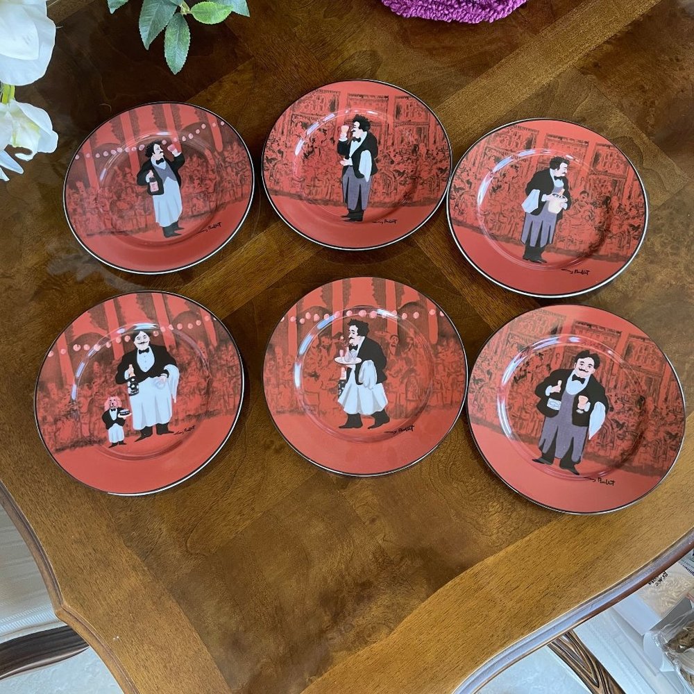 WILLIAMS SONOMA GUY BUFFET PLATES WAITERS WINE S/6